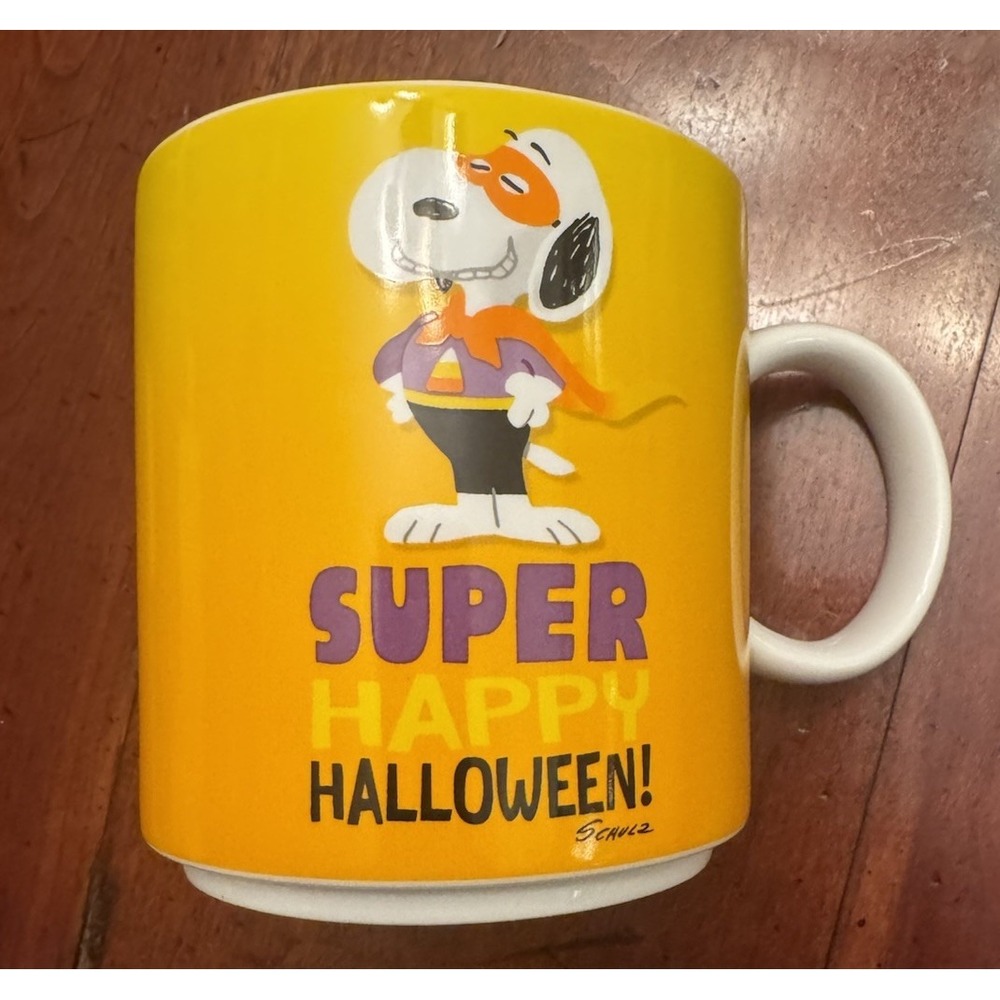 Peanuts Halloween Mug Snoopy Hallmark Super‎ Hero Orange Ceramic
